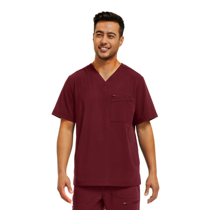 CRFT WT151 Men's 4 Pocket V Neck Scrub Top Wine Image