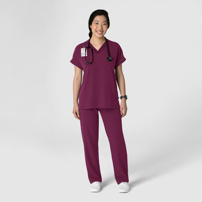 Nova 5232 Stovepipe High-Low Hem Scrub Pants Wine Model Image Alternate | Wink