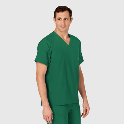 W123 6355 Men's V-Neck Scrub Top Hunter Model Image Right Side | Wink