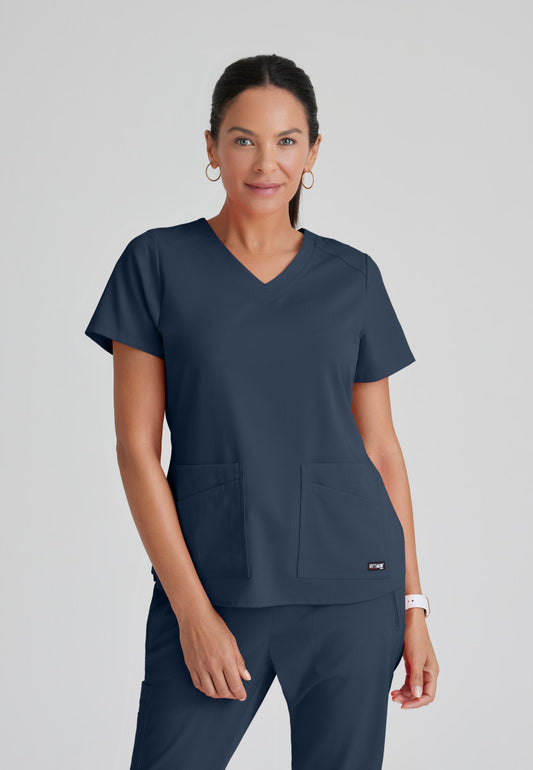 Greys Anatomy Stretch GRST011 Emma Scrub Top Steel