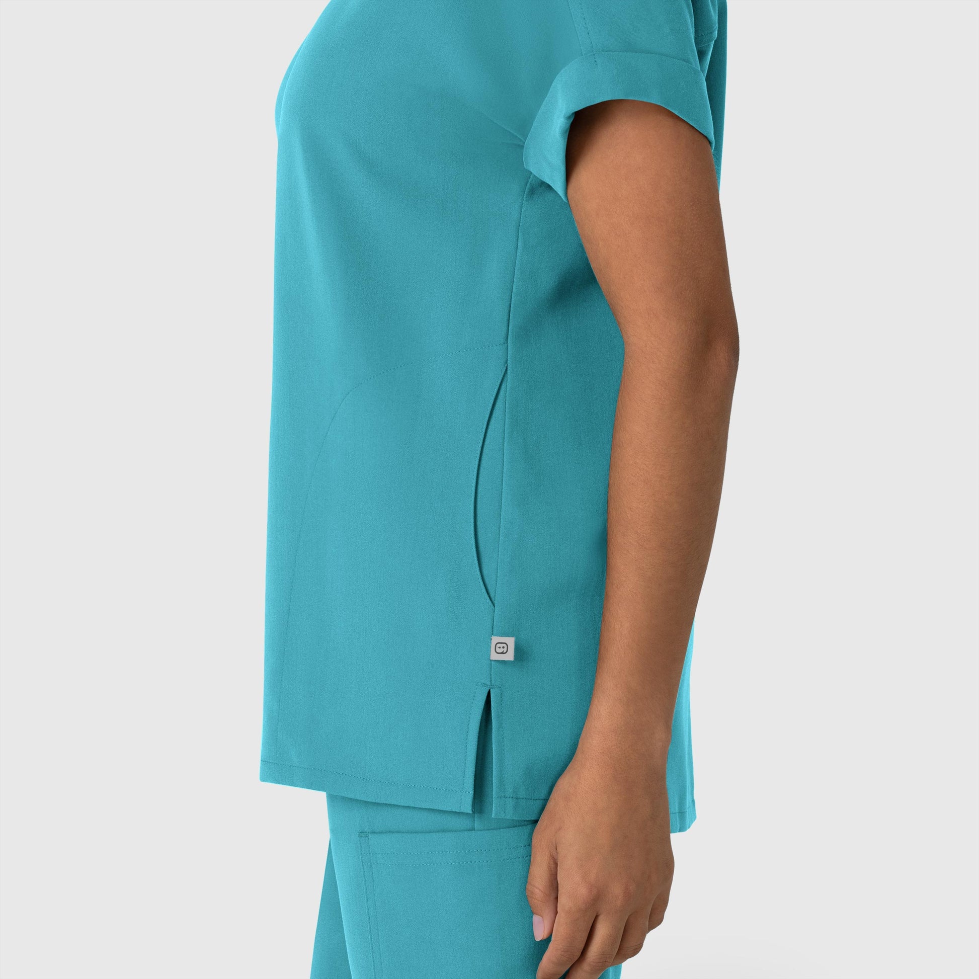 Nova 6232 Drop Shoulder Boxy Scrub Top Teal Blue Model Image Alternate | Wink