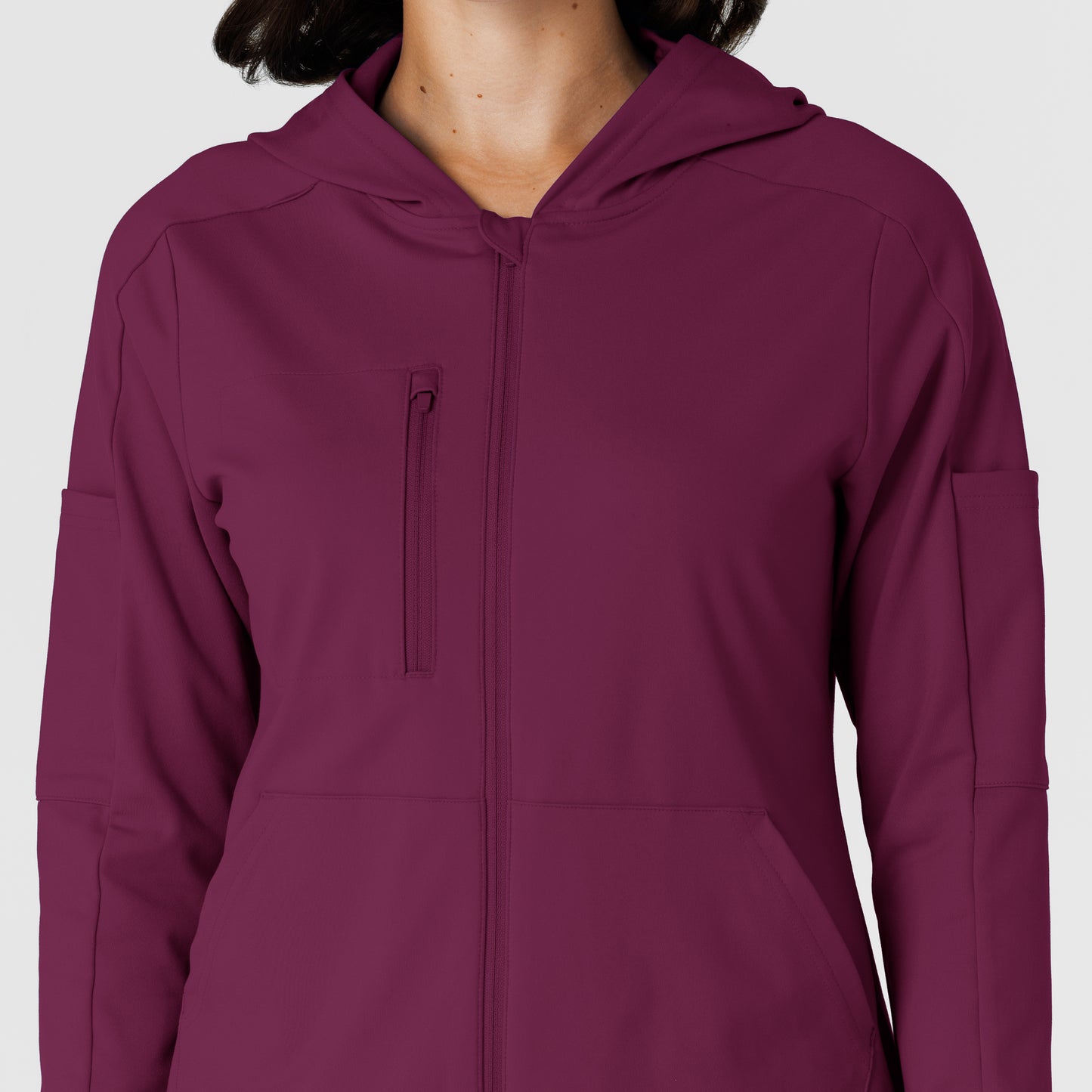 RENEW 8159 Knit Women’s Zip Hoodie Wine Model Image Left Side | Wink