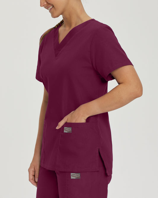 Scrub Zone 70221 Women's 3 Pocket V Neck Scrub Top Wine Image