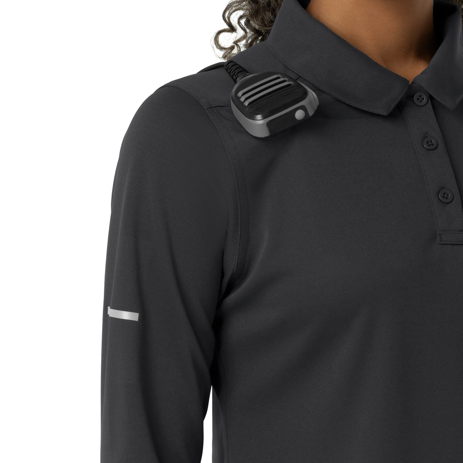 Rugged Flex C12129 Women's Heavyweight Long Sleeve Polo Scrub Top Pewter