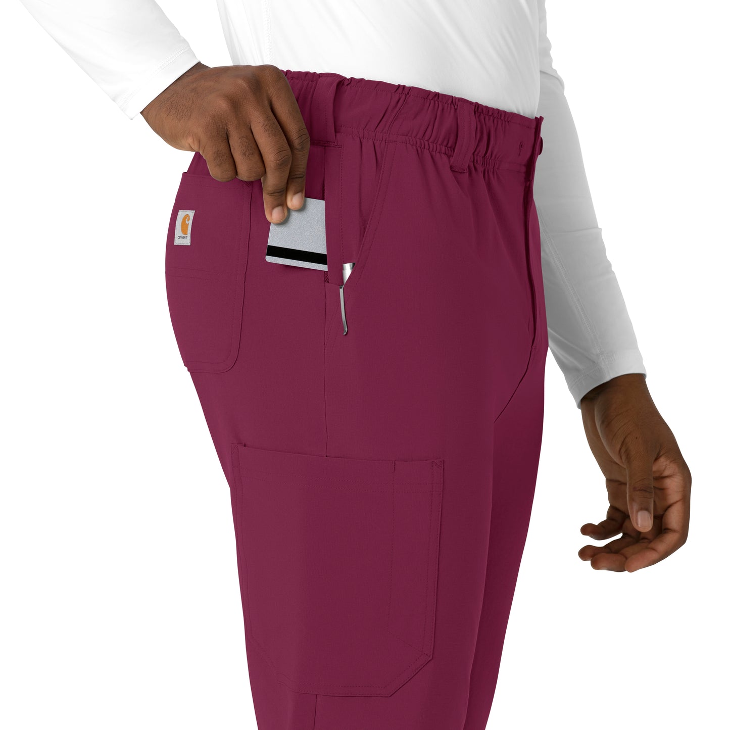 Force Cross-Flex C56410 Men's Straight Leg Scrub Pant Wine Model Image Alternate | Carhartt