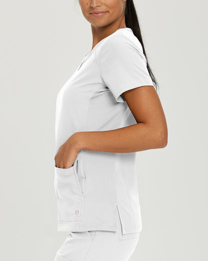 V-Tess 950 Women's 4 Pocket V Neck Scrub Top White Image