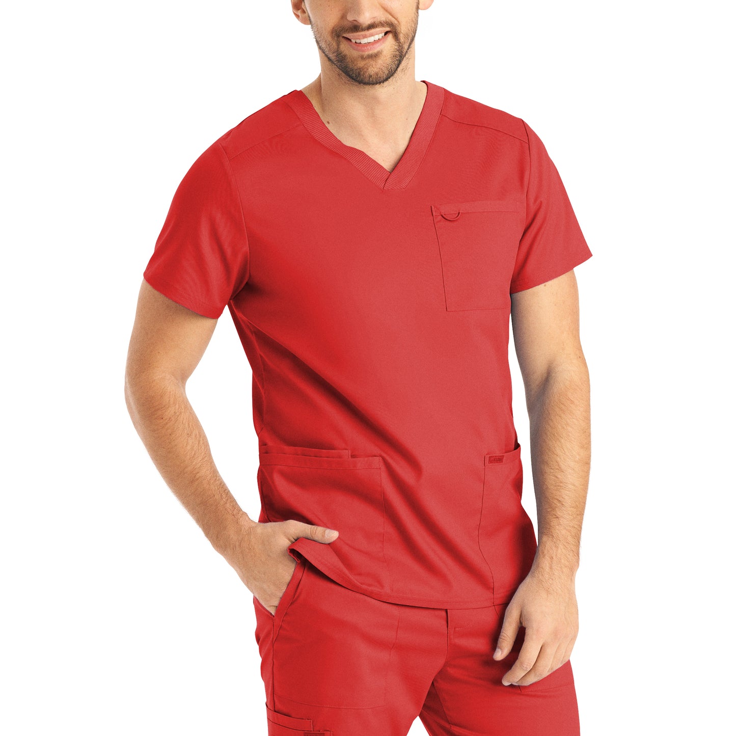 ProFlex LT109 Men's 4 Pocket V Neck Scrub Top True Red Image