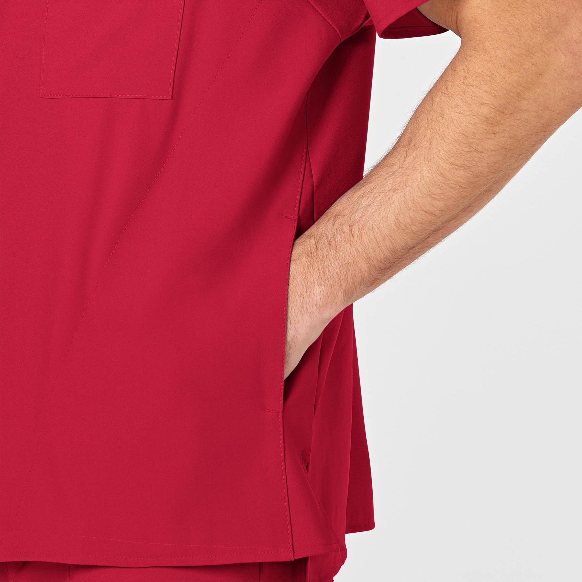 W123 6355 Men's V-Neck Scrub Top Red Model Image Alternate | Wink