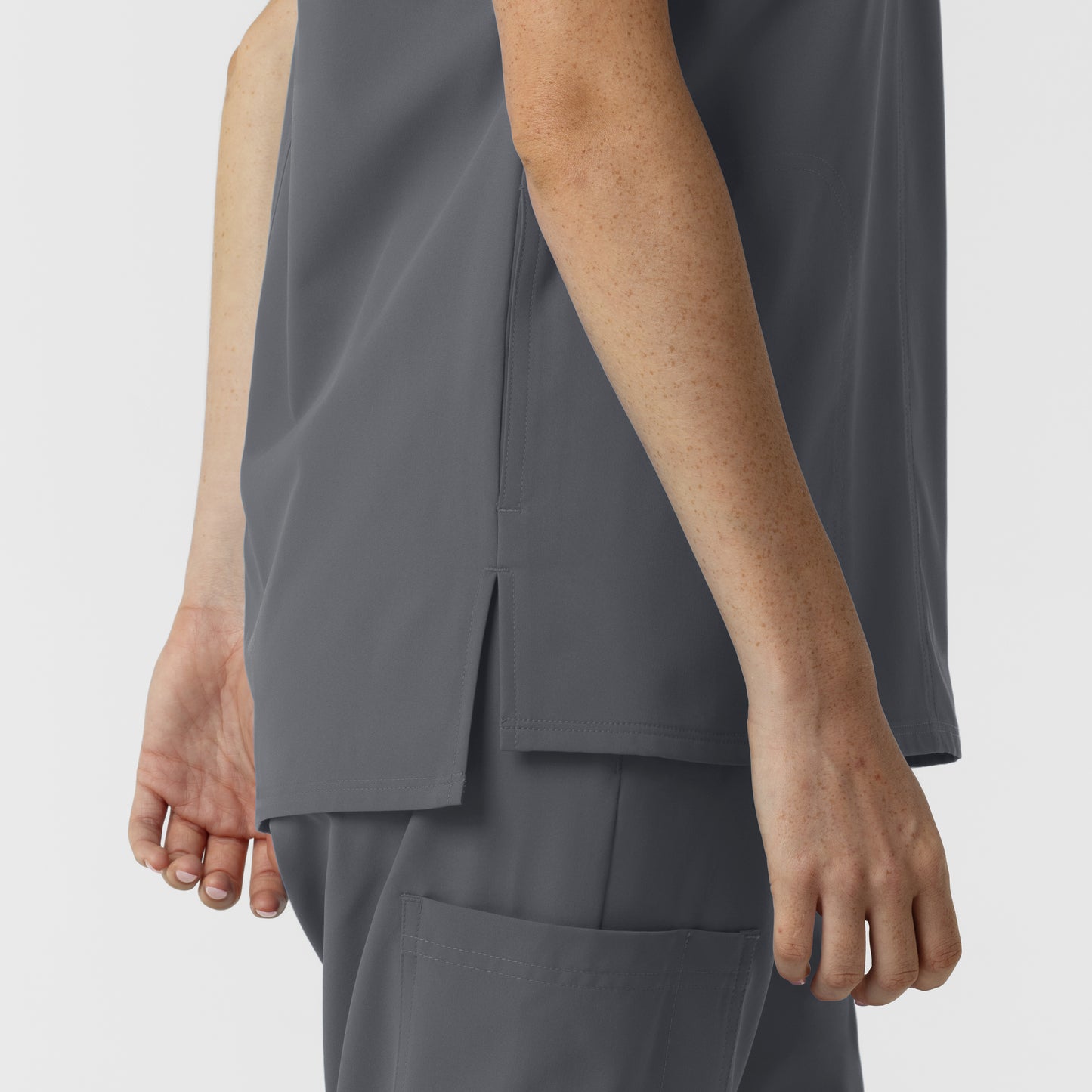 NURTUR 6280 Women's Drop Shoulder Tunic Scrub Top Pewter