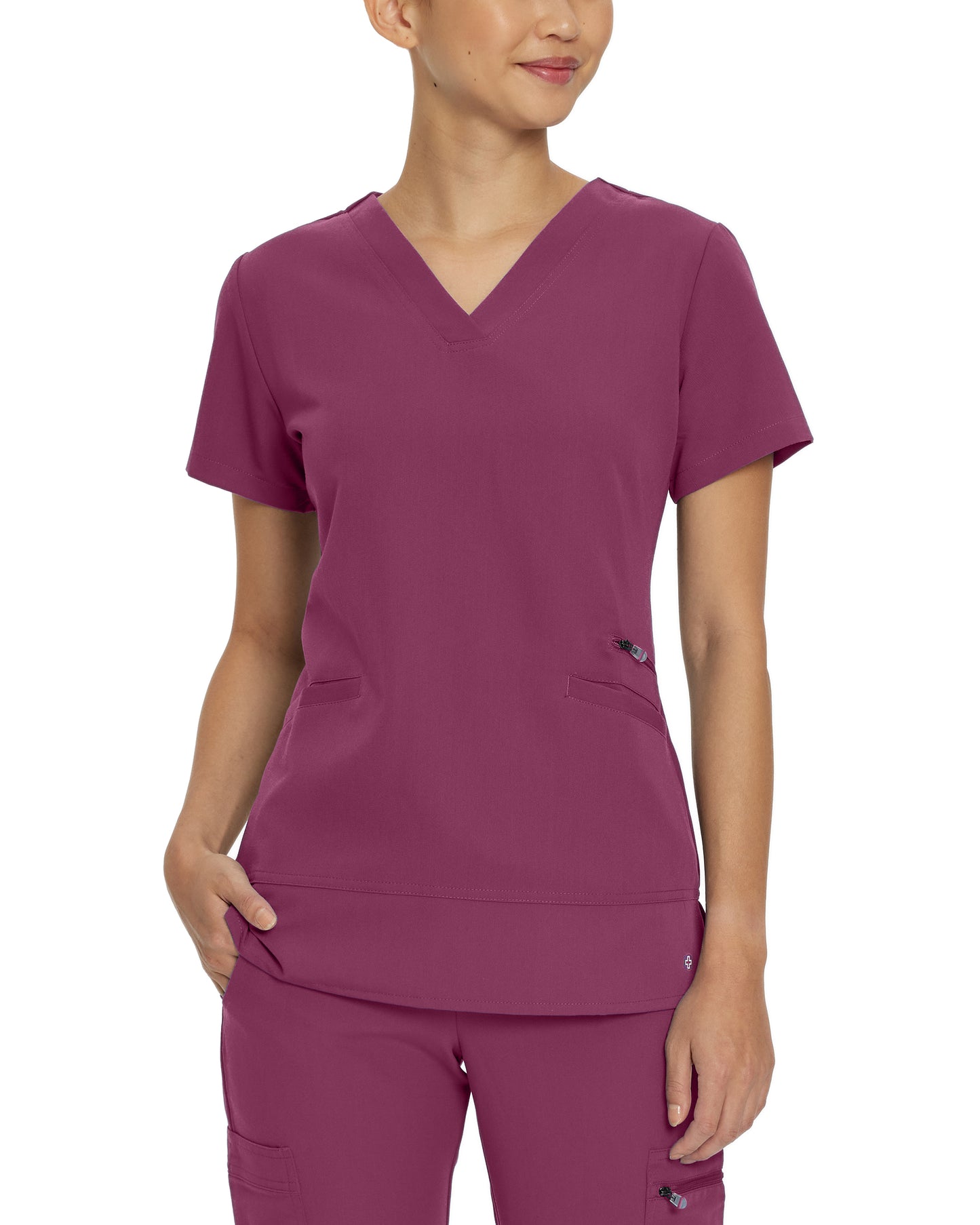 V-Tess 796 Women's 3 Pocket V Neck Scrub Top Raspberry Coulis Image