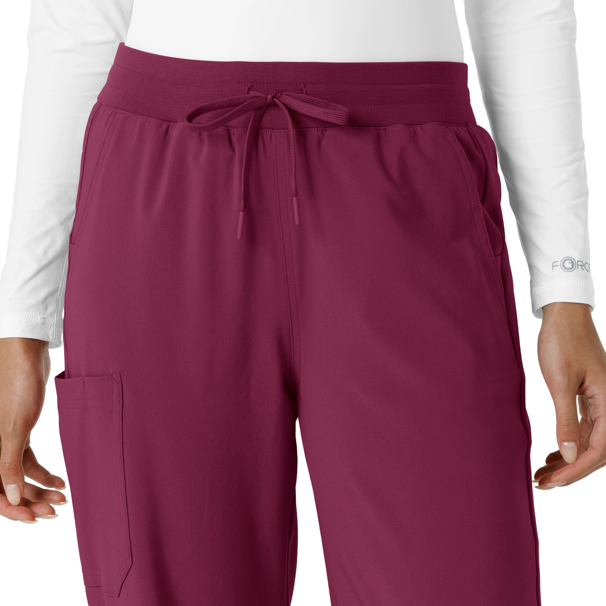 Force Cross-Flex C53310 Boot Cut Scrub Pant Wine Model Image Alternate | Carhartt