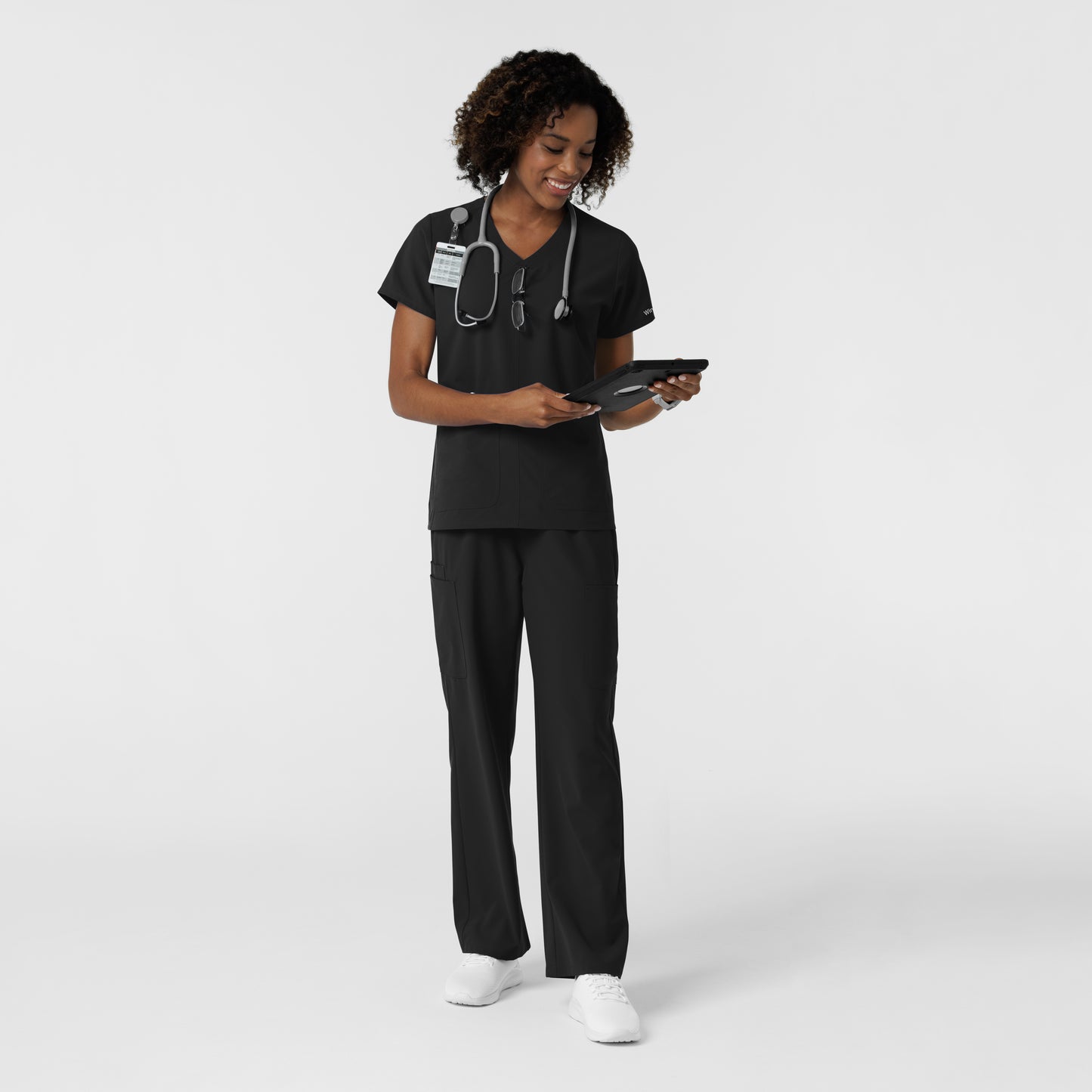 NURTUR 6180 Women's V-Neck Scrub Top Black