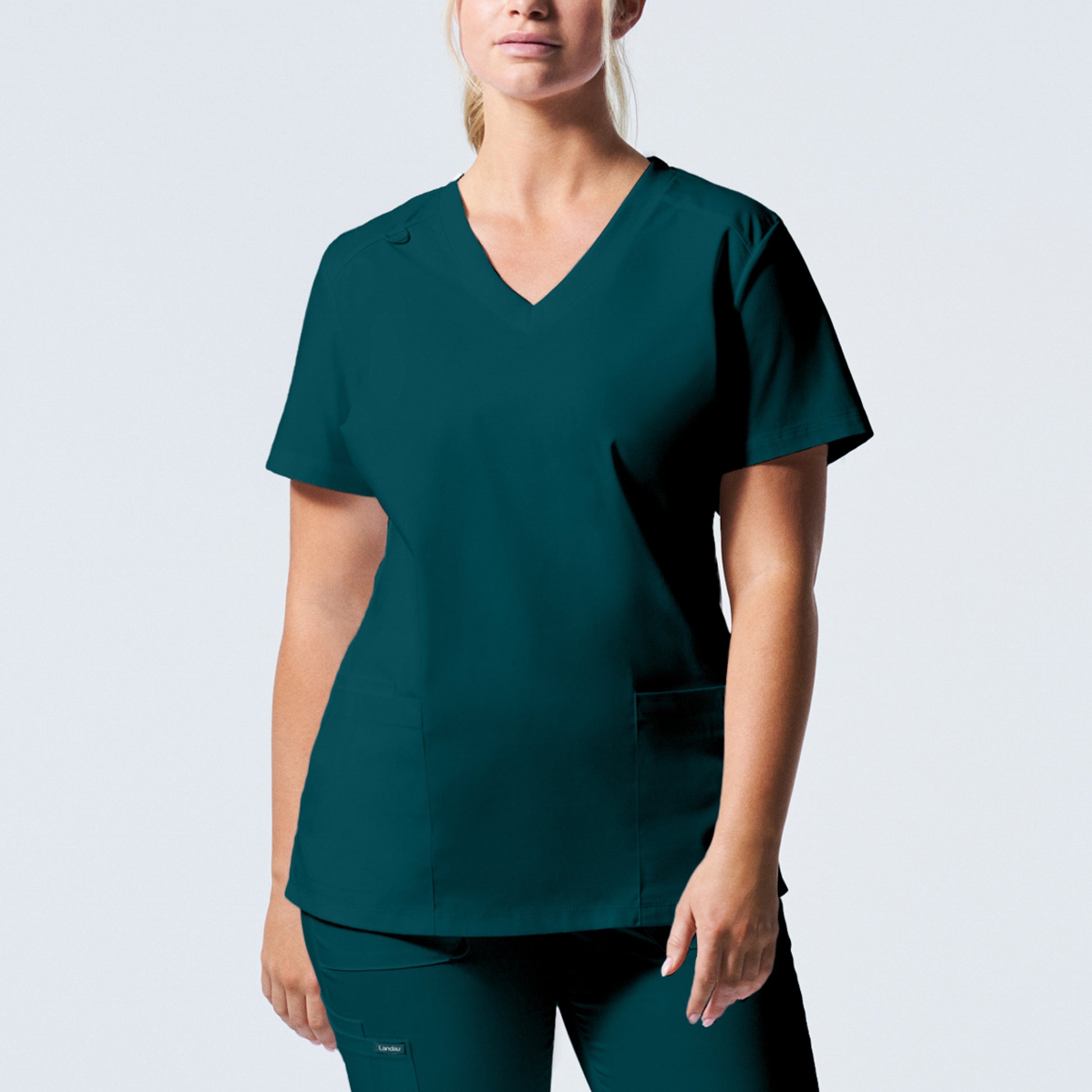 ProFlex LT105 Women's 3 Pocket V Neck Scrub Top Caribbean Image