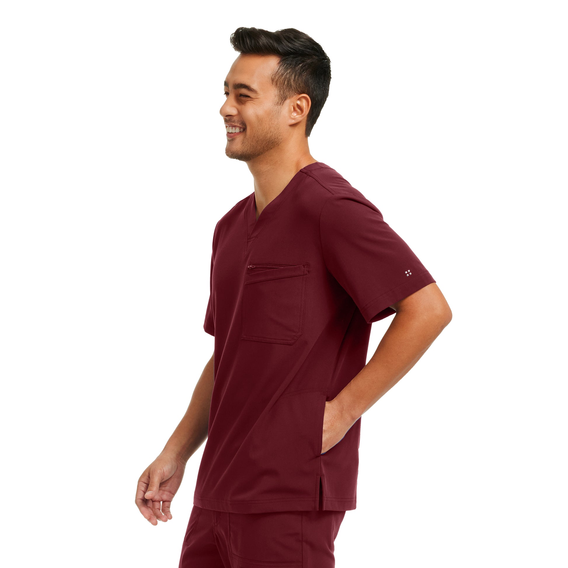 CRFT WT151 Men's 4 Pocket V Neck Scrub Top Wine Image