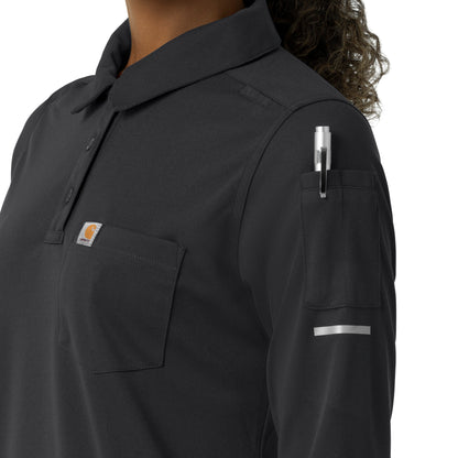 Rugged Flex C12129 Women's Heavyweight Long Sleeve Polo Scrub Top Pewter