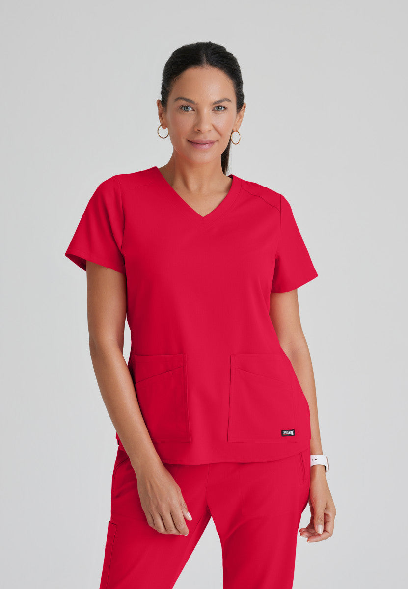 Greys Anatomy Stretch GRST011 Emma Scrub Top Scarlet Red