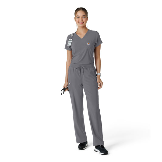 Force Cross-Flex C13410 Tuck-In Scrub Top Pewter Model Image Front | Carhartt