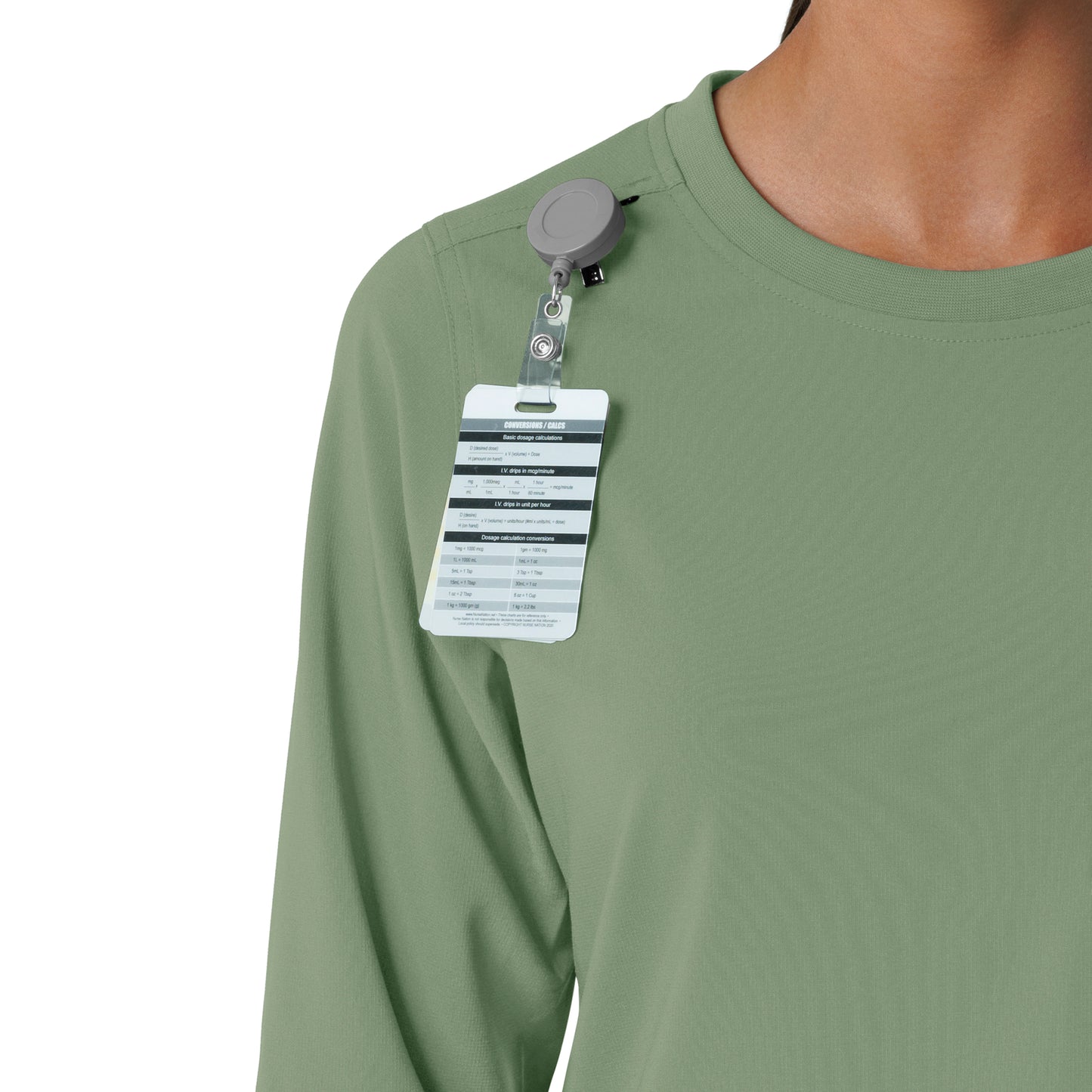 Force Cross-Flex C13610 Women's Crew Neck Long Sleeve Scrub Top Green Slate