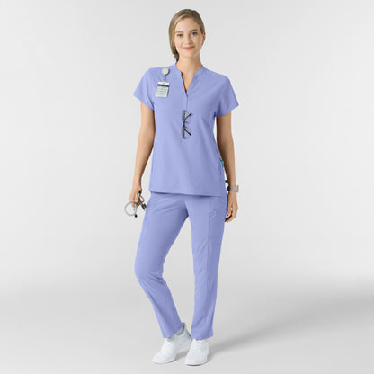 RENEW 6734 Mandarin Collar Scrub Top Ceil Blue Model Image Alternate | Wink