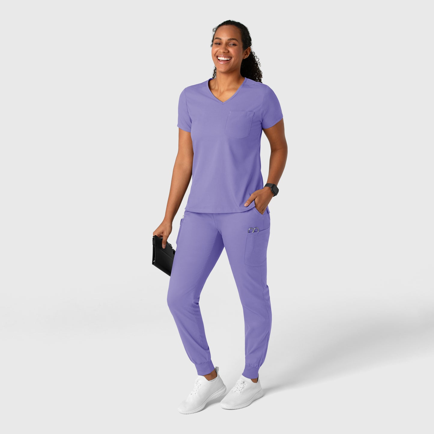 Boundless 5151 Jogger Scrub Pants Iris Purple Model Image Alternate | Wink