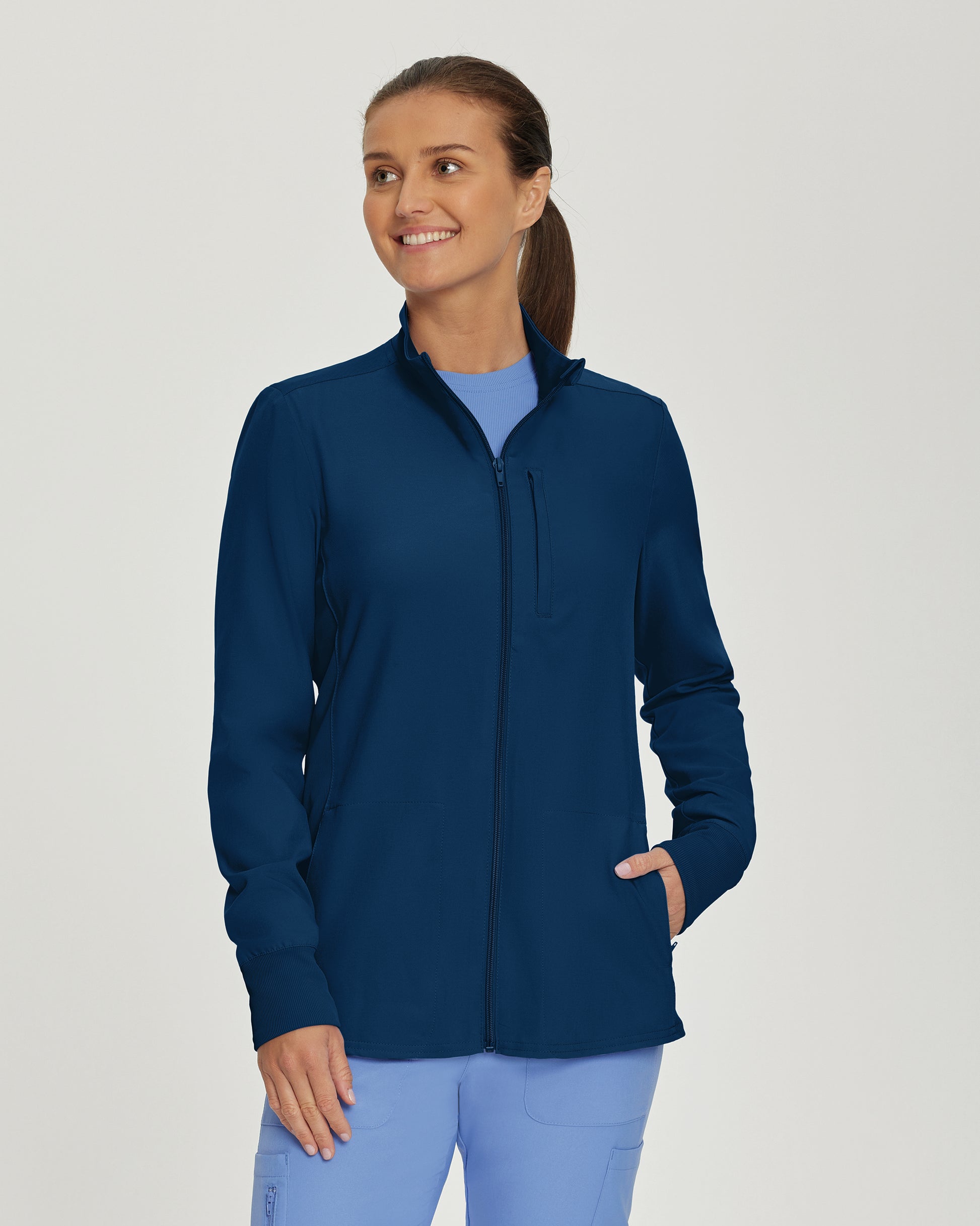 Forward LJ700 Women's 3 Pocket Scrub Jacket Navy Image