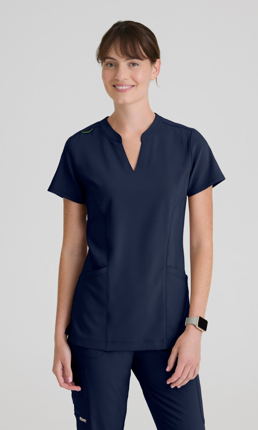 Grey's Anatomy Evolve GSST298 Women's Sky Top in Indigo by Barco Model Image Front