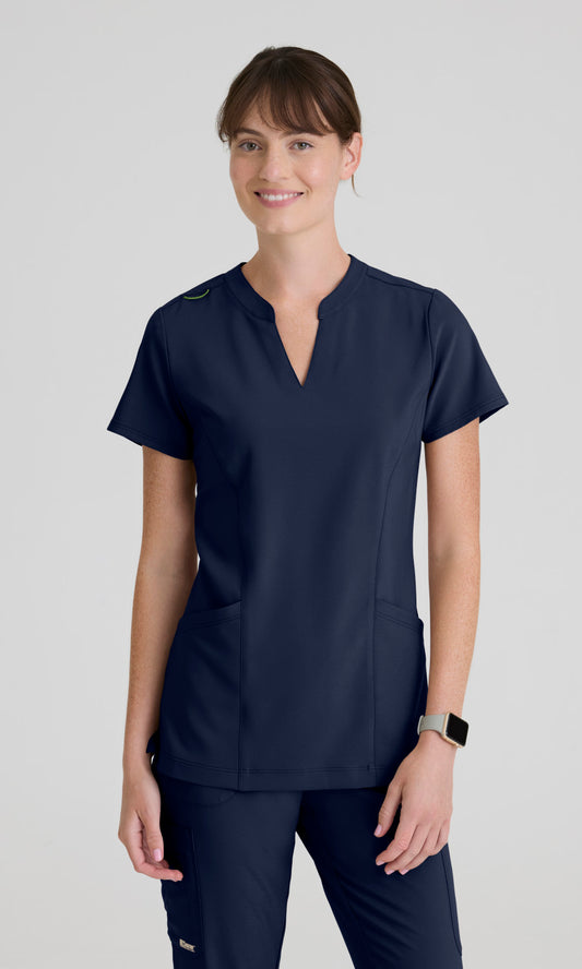 Grey's Anatomy Evolve GSST298 Women's Sky Top in Indigo by Barco Model Image Front