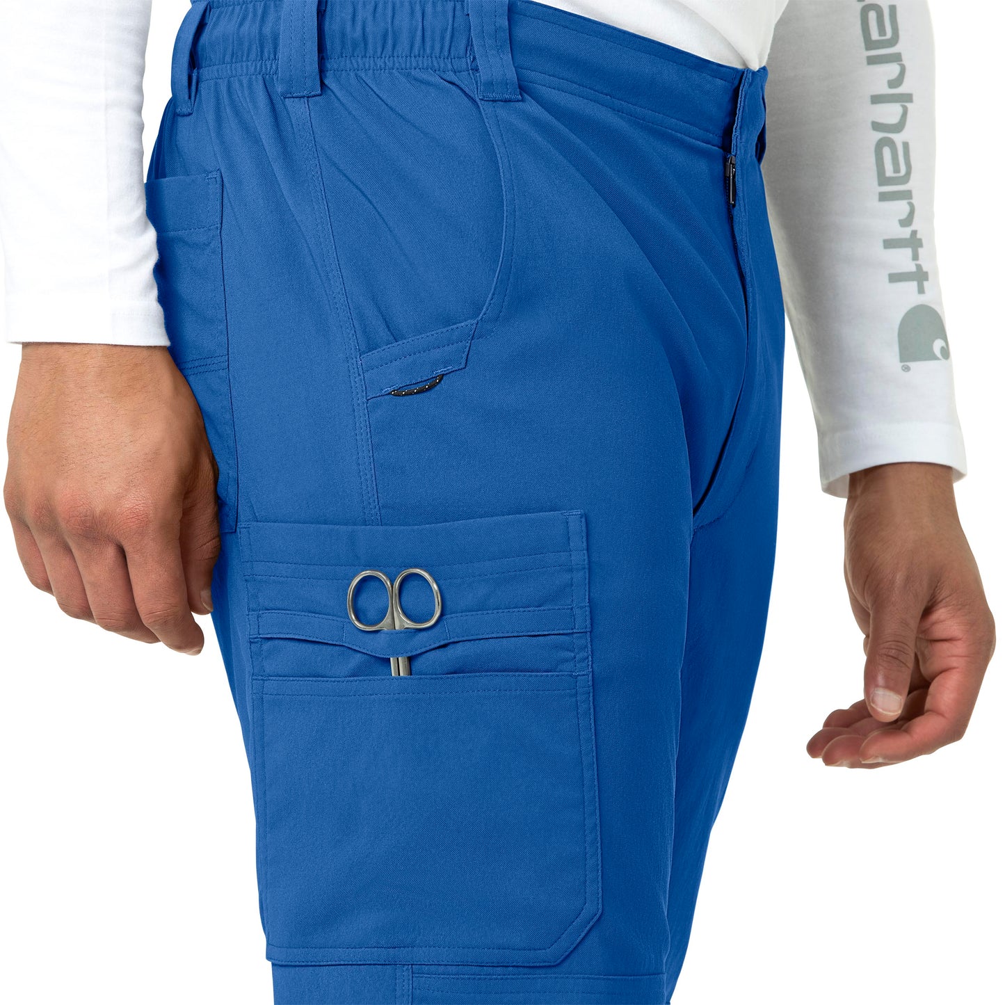 Rugged Flex Peak C55037 Men's Straight Leg Cargo Scrub Pant Royal Model Image Alternate | Carhartt