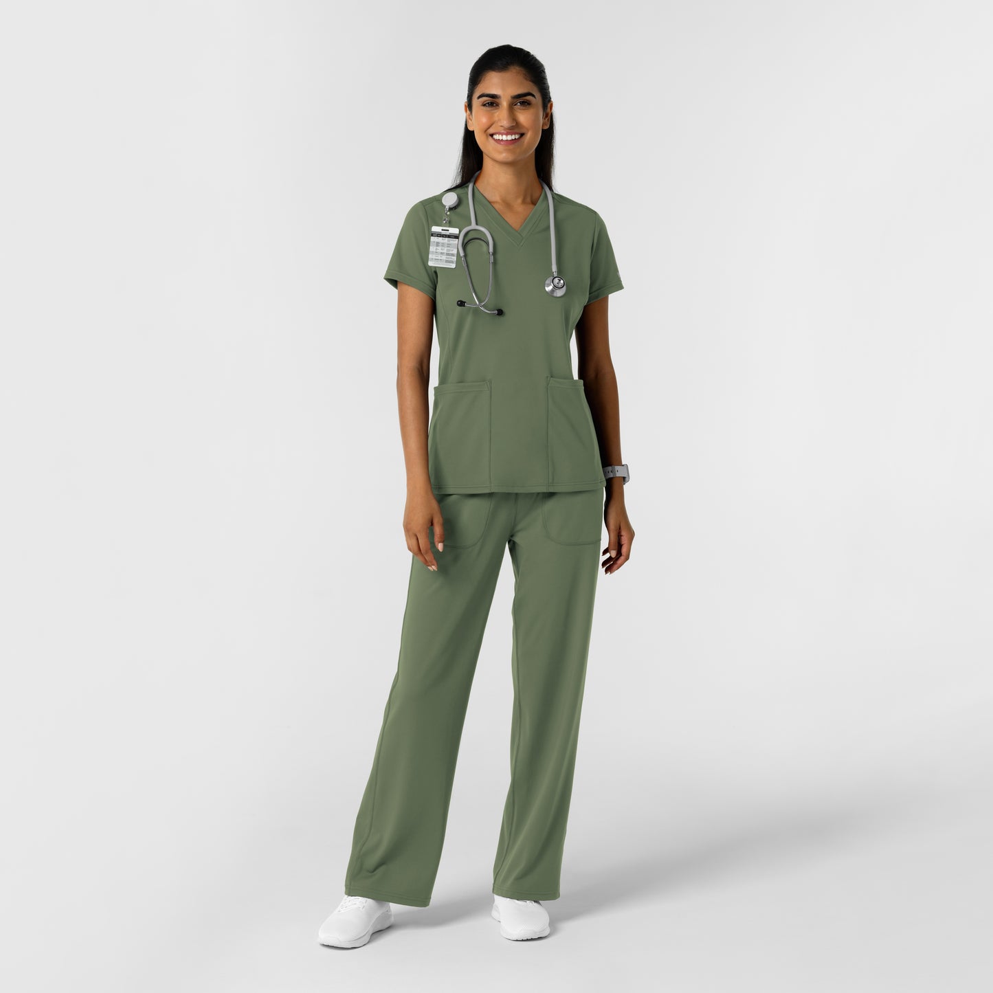 RENEW Knit 6559 Women's 2-Pocket Scrub Top Olive
