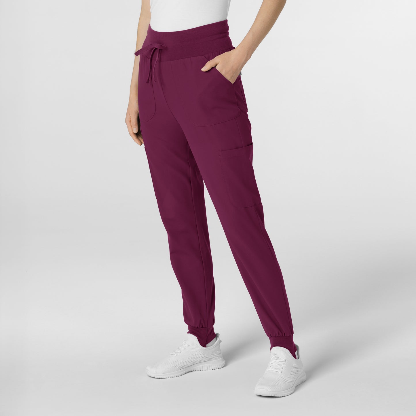 Thrive 5522 Convertible Stirrup Jogger Scrub Pants Wine Model Image Right Side | Wink