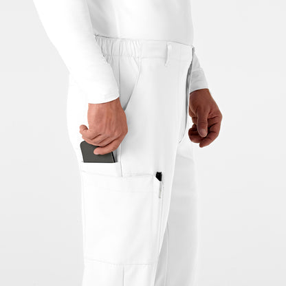 W123 5355 Men's Flat Front Cargo Scrub Pants White Model Image Alternate | Wink