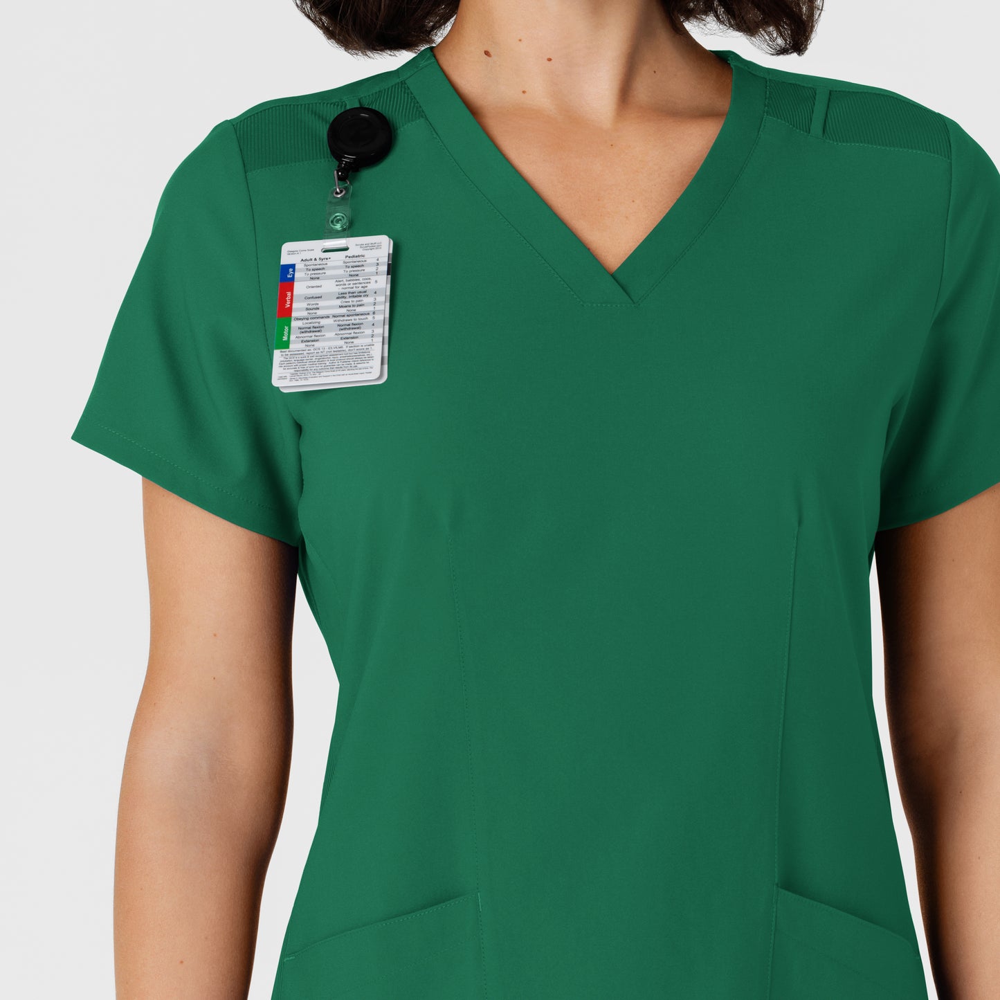 W123 6145 Flex-n-Reach Side Panel V-Neck Scrub Top Hunter Model Image Alternate | Wink