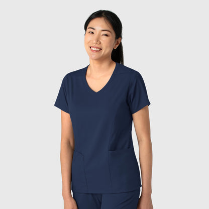 Boundless 6251 2-Pocket V-Neck Scrub Top Navy Model Image Right Side | Wink