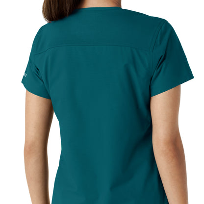 Force Essentials C12313 V-Neck Knit Panel Scrub Top Caribbean Model Image Alternate | Carhartt