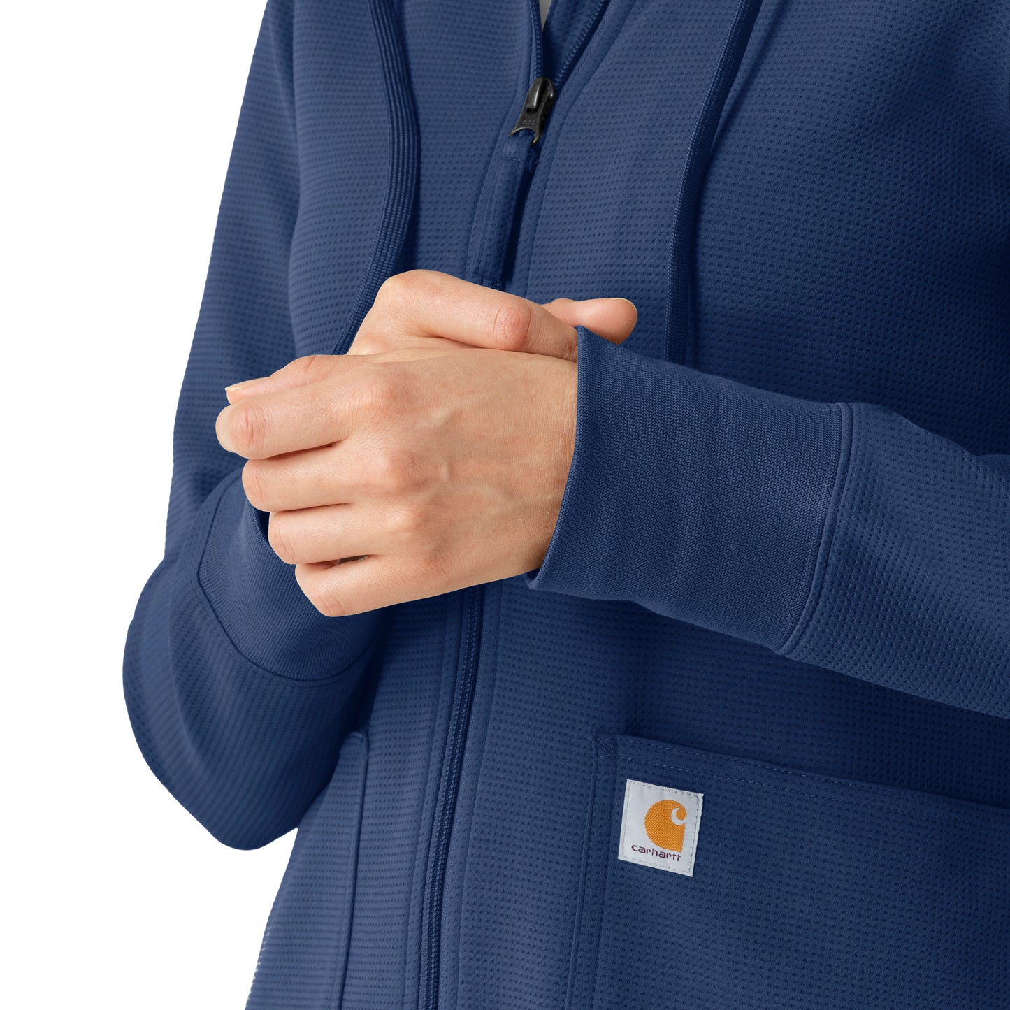 Layers C82008 Women's Full Zip Waffle Hoodie Navy