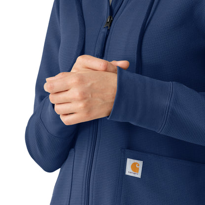 Layers C82008 Women's Full Zip Waffle Hoodie Navy