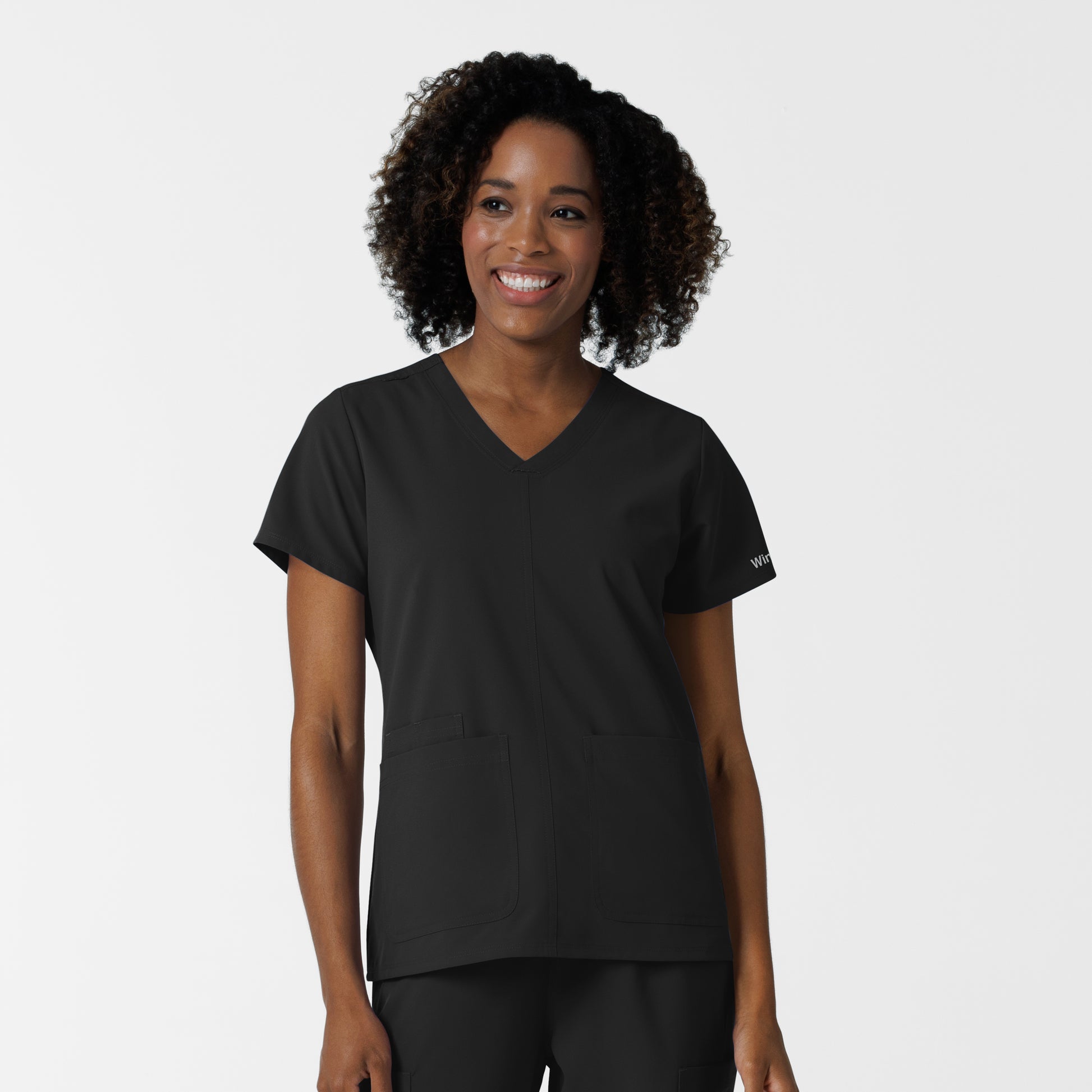 NURTUR 6180 Women's V-Neck Scrub Top Black