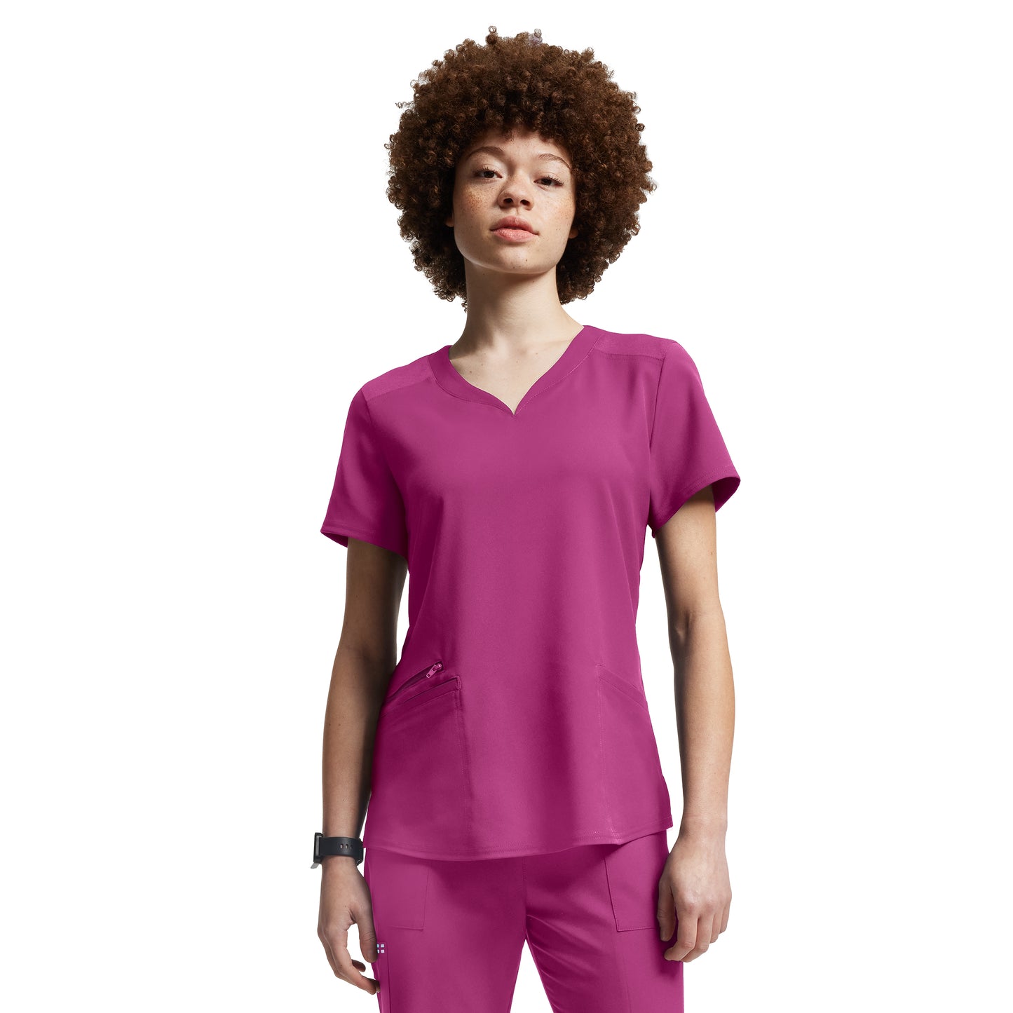 VIBE WT121 Women's 3 Pocket V Neck Scrub Top Electric Purple Image