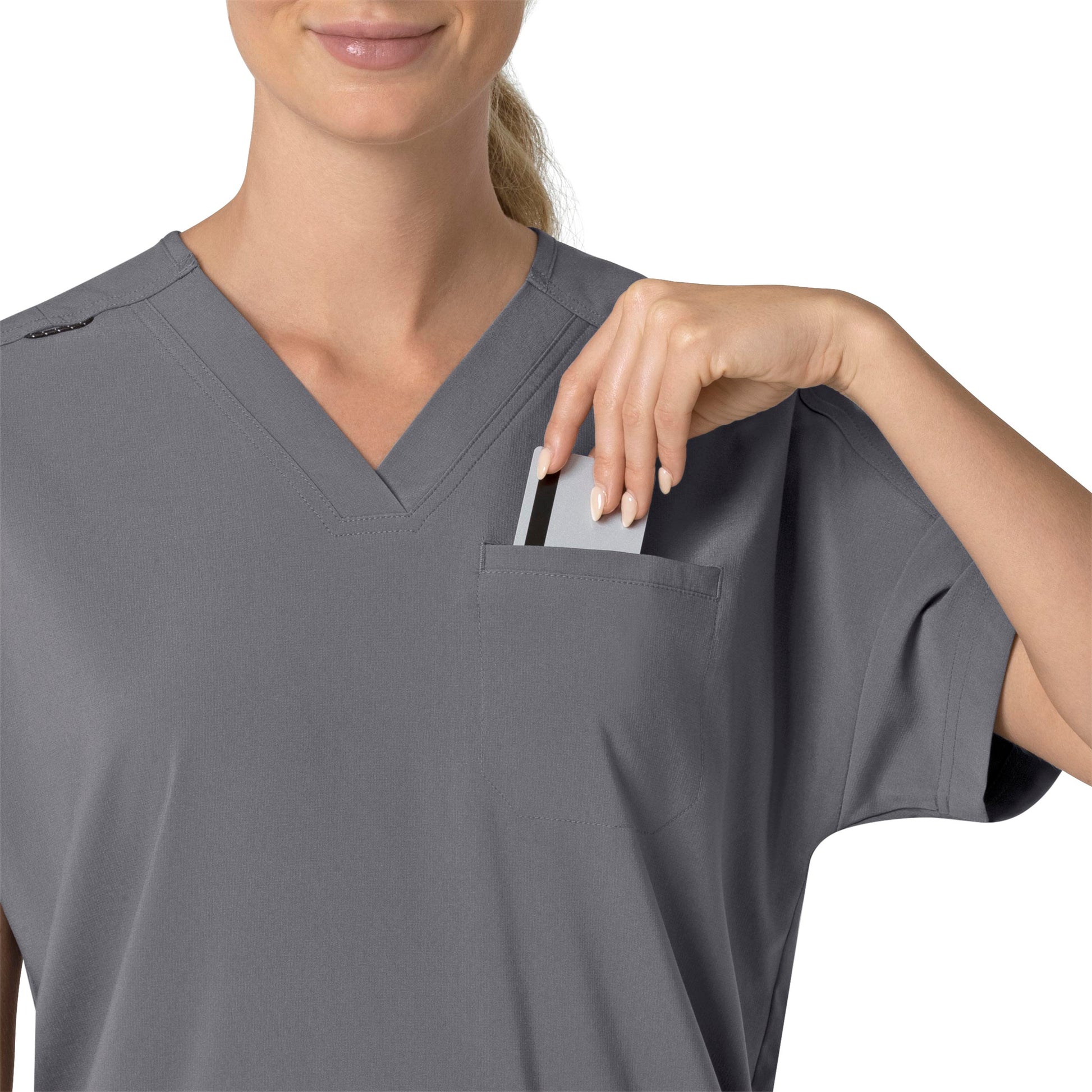 Force Cross-Flex C13110 Oversized V-Neck Scrub Top Pewter Model Image Alternate | Carhartt