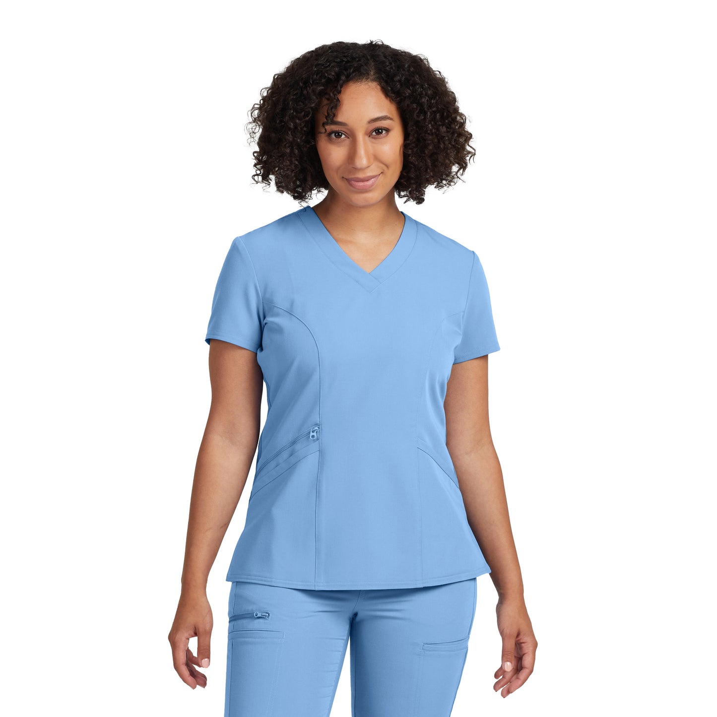 V-Tess WT134 Women's 3 Pocket V Neck Scrub Top Ceil Blue Image