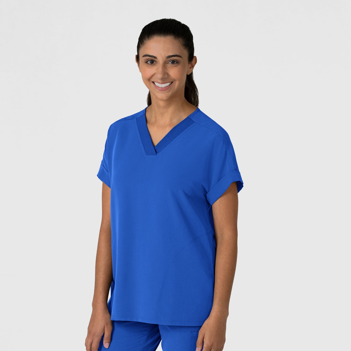 Nova 6232 Drop Shoulder Boxy Scrub Top Royal Model Image Right Side | Wink