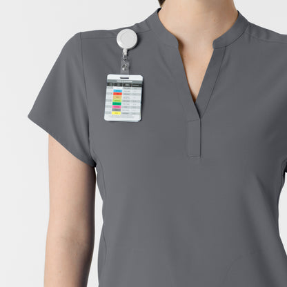 RENEW 6734 Mandarin Collar Scrub Top Pewter Model Image Alternate | Wink