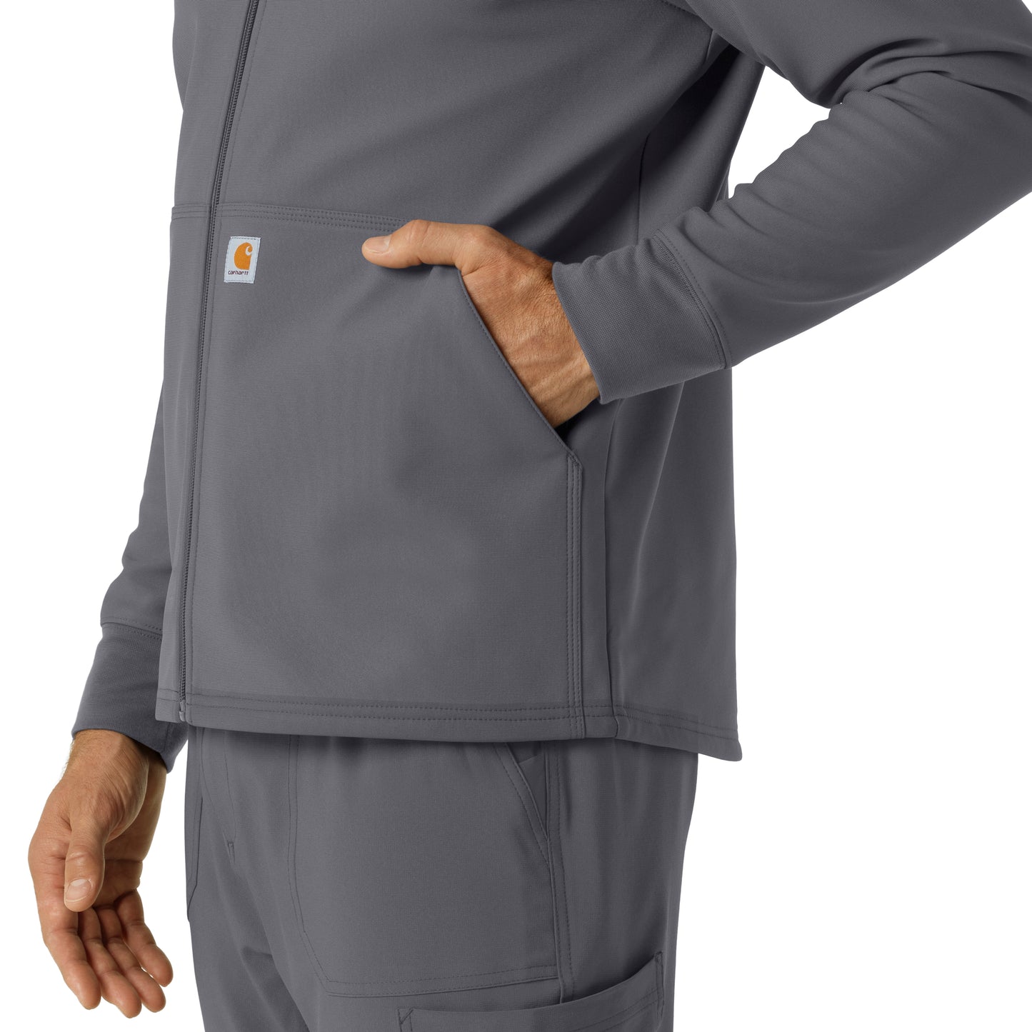 Layers C84023 Men's Bonded Fleece Hoodie Pewter Model Image Alternate | Carhartt