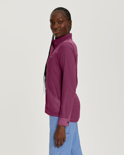 FIT 456 FIT Women's 3 Pocket Warm Up Scrub Jacket Raspberry Coulis Image