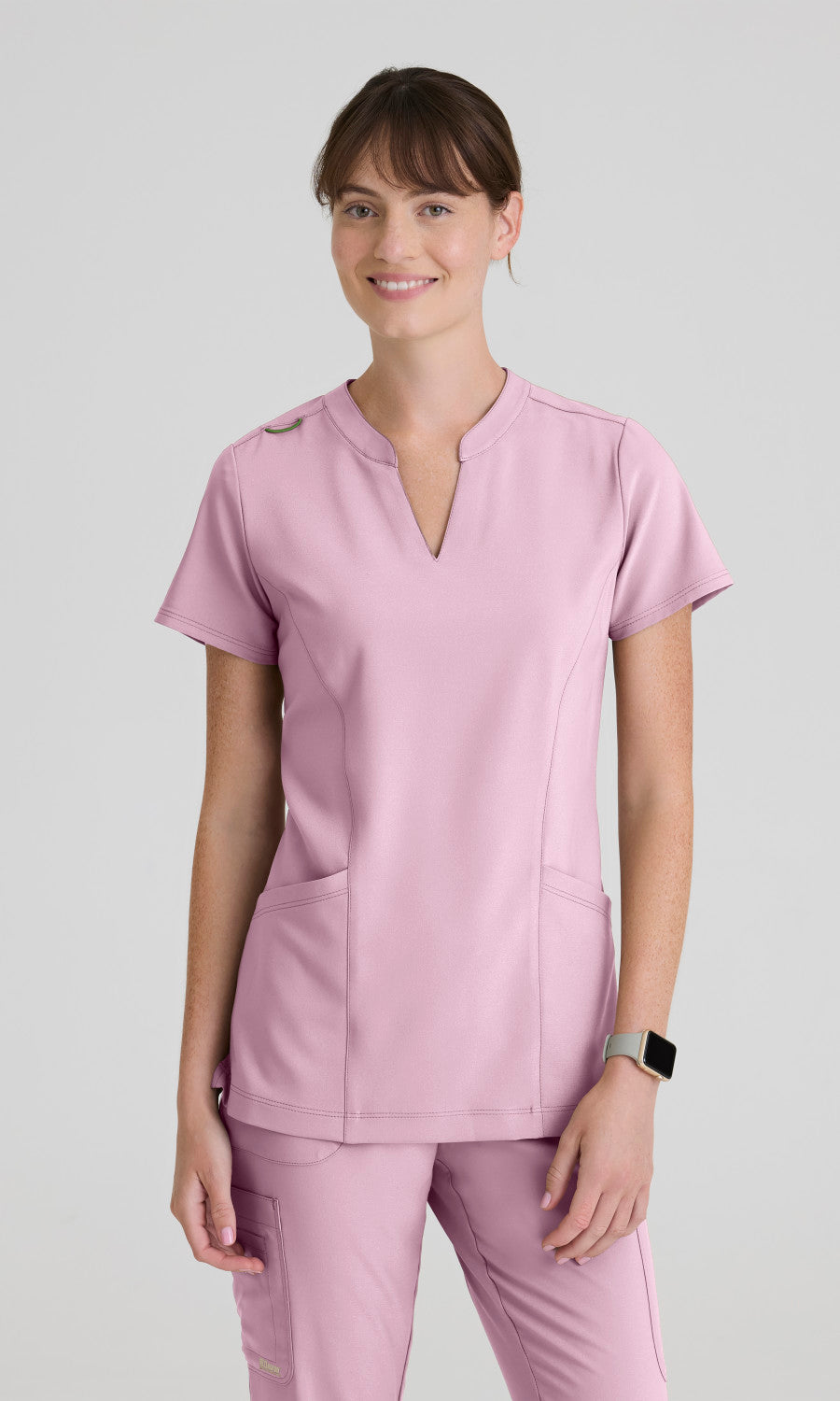 Grey's Anatomy Evolve GSST298 Women's Sky Top in Misty Pink by Barco Model Image Front