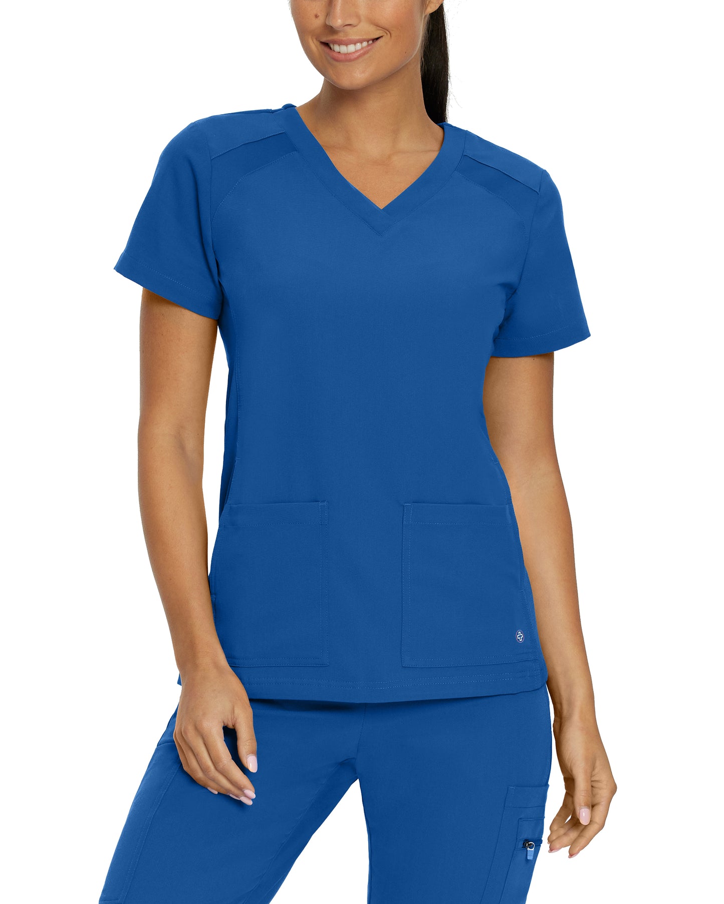 V-Tess 950 Women's 4 Pocket V Neck Scrub Top Royal Image