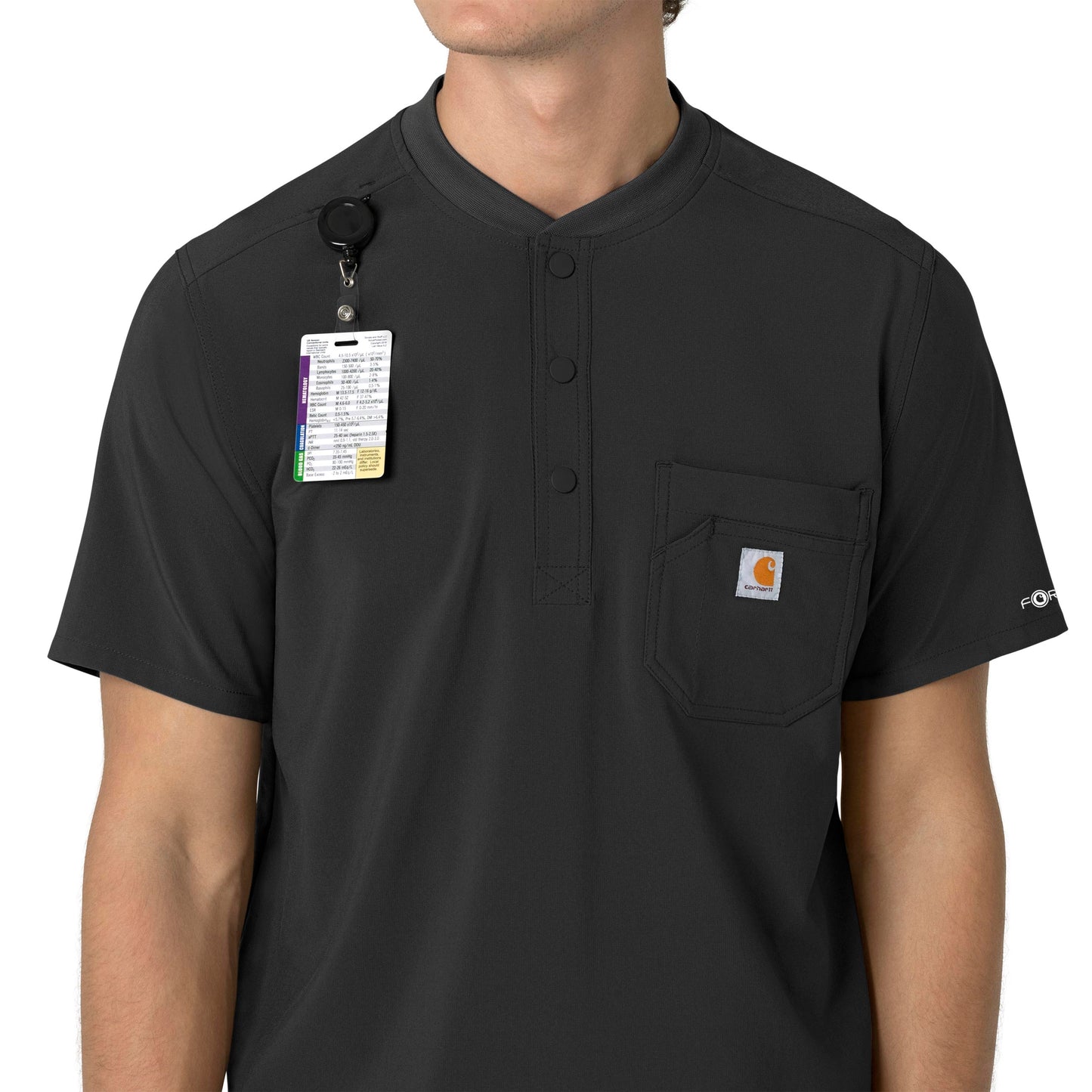 Force Cross-Flex C16310 Men's Henley Scrub Top Black Model Image Alternate | Carhartt