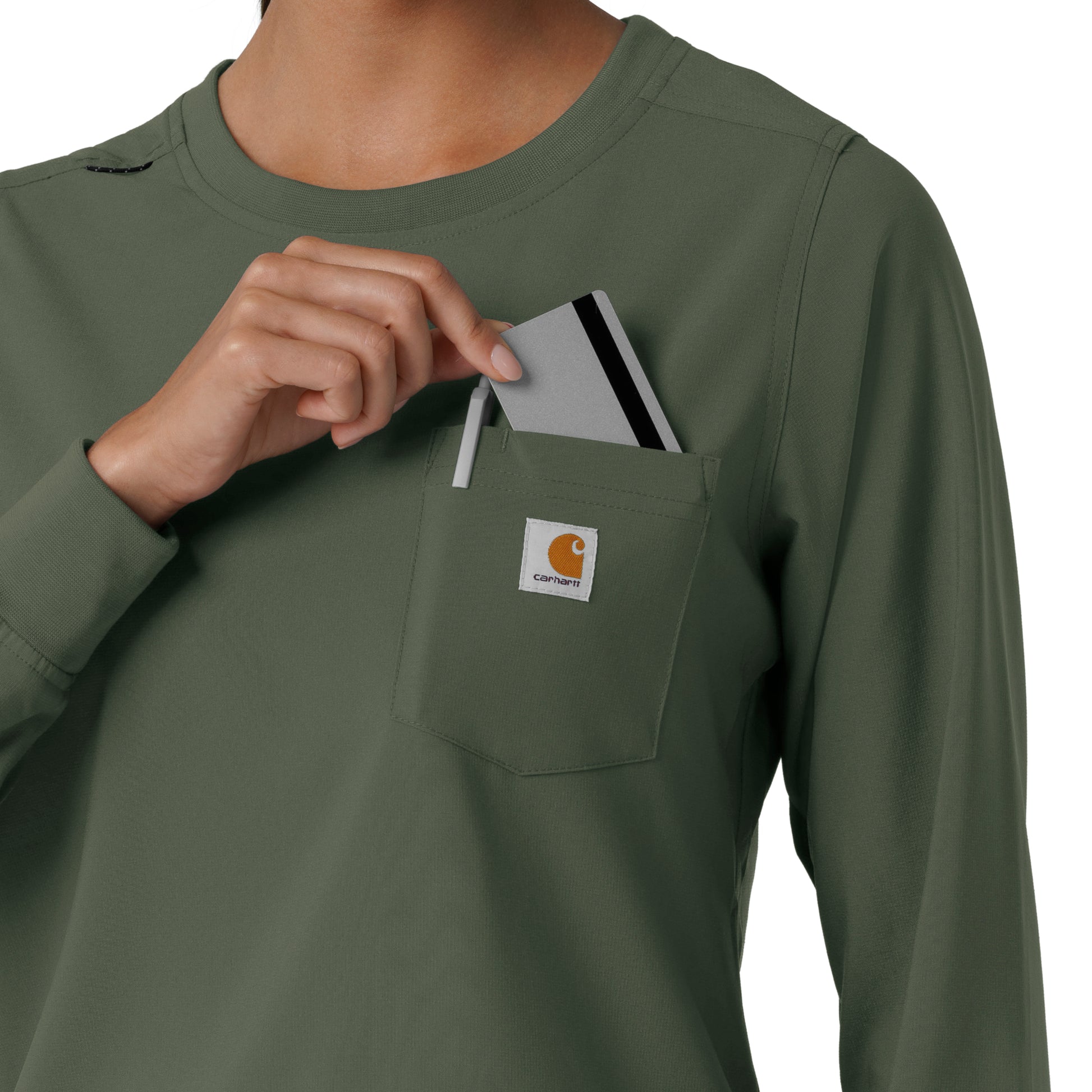 Force Cross-Flex C13610 Women's Crew Neck Long Sleeve Scrub Top Olive