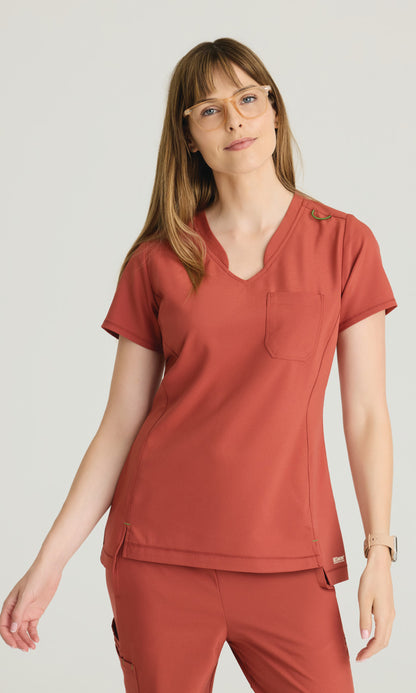 Grey's Anatomy Evolve GSST181 Sway Tuck-In Top Sedona Red