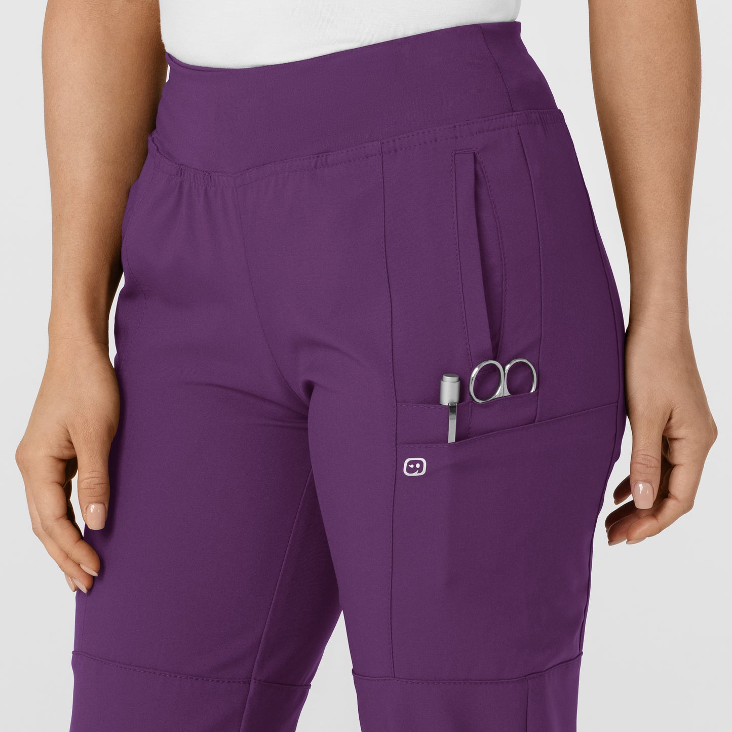 W123 5555 Comfort Waist Cargo Jogger Scrub Pants Eggplant Model Image Alternate | Wink